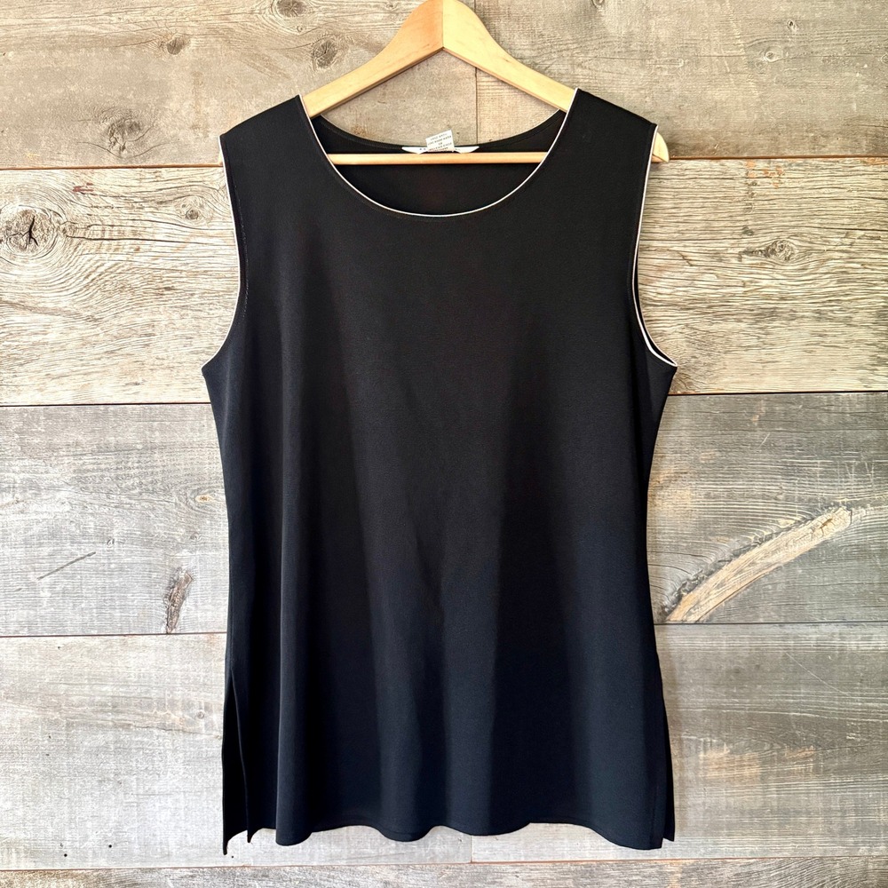 Exclusively Misook VTG Sleeveless Knit Top XL Black Office Old Money Luxe Layer